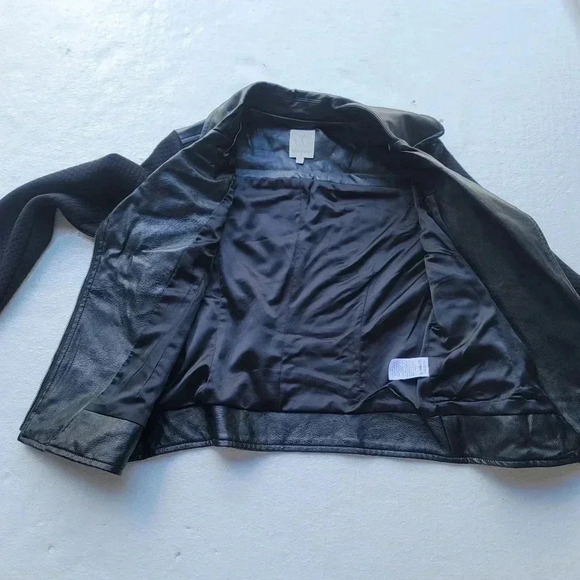 Ella Moss Girls Solid Black Faux Leather Quilted Long Sleeve Jacket Size 12 - Picture 10 of 10